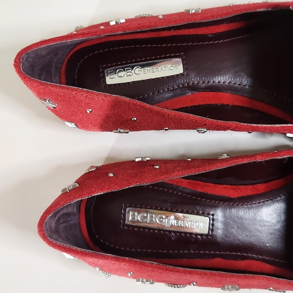 BCBGGeneration Nikkola Red Leather Embellished Flats - Picture 6 of 13